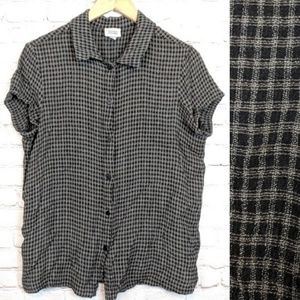 Vintage Eileen Fisher 90s Windowpane Button Down